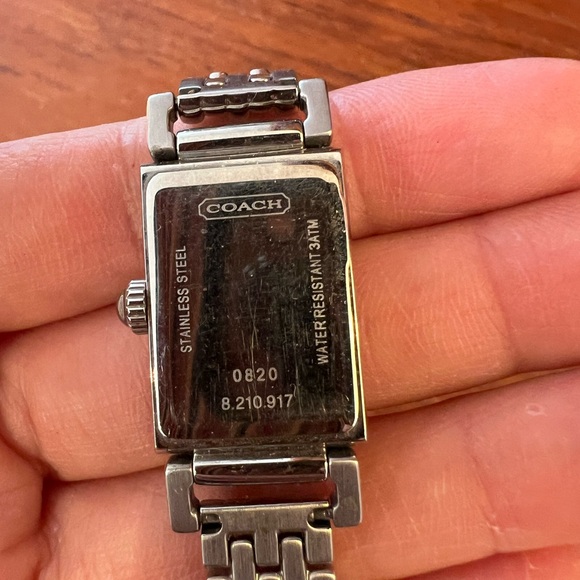 Coach Brand silver Rectangular face Watch with thin Chain Bracelet - Picture 7 of 9